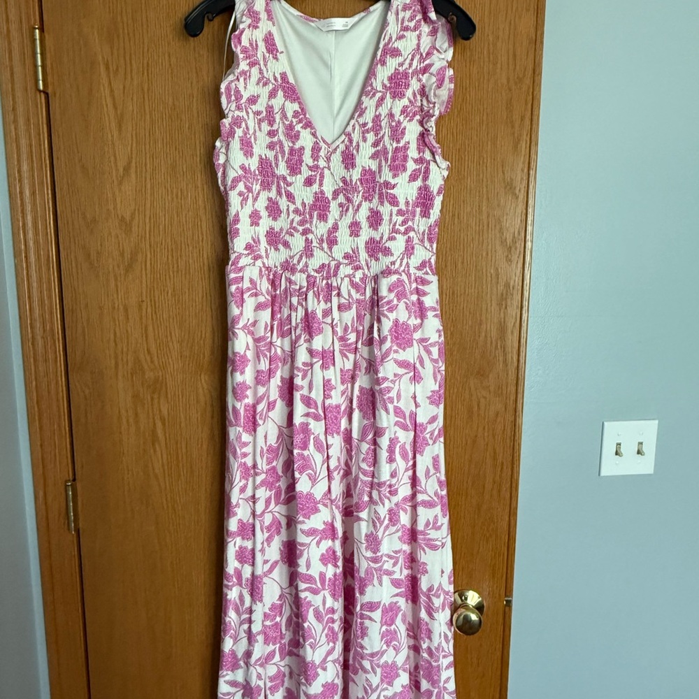 LC Lauren Conrad Pink and White Floral Midi Dress - Picture 7 of 12